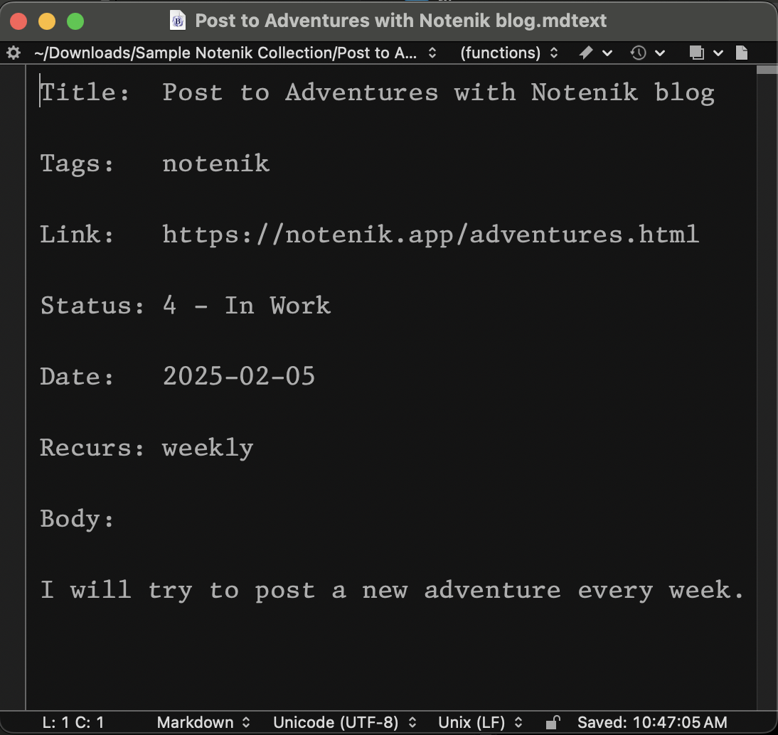 Sample note file